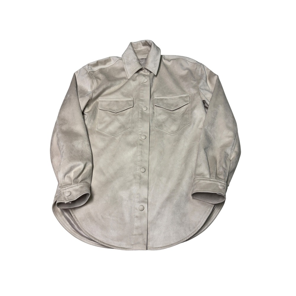 Abercrombie & Fitch Vegan Suede Shacket Light Beige Cream Shirt Womens S